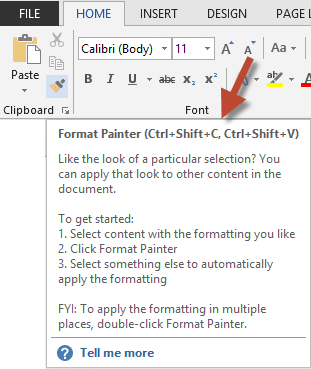 Suggested keyboard shortcuts