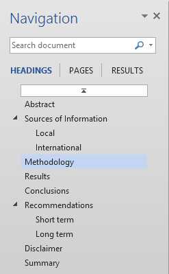 Navigation Pane in Word