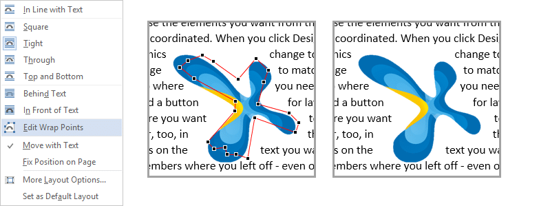 Tight wrap edit wrap points
