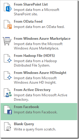 Facebook analytics using Excel 2013 Power Query