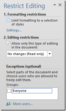 Word Restrict Editing