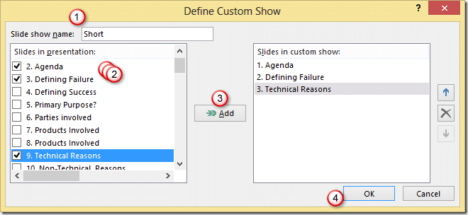 Add slides to PowerPoint custom show