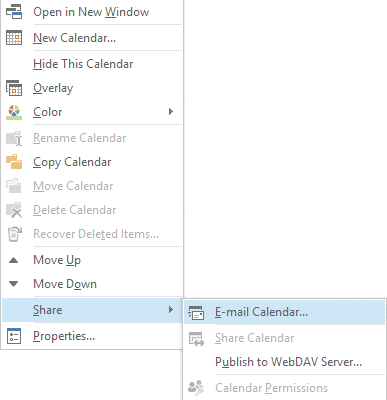 Outlook share calendar with external parties
