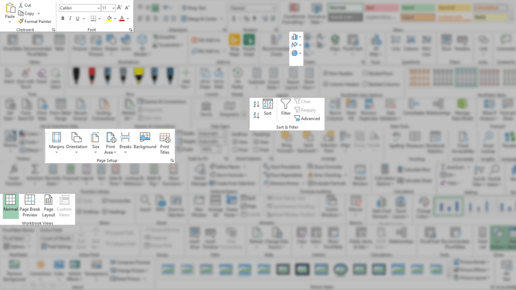 Image showing all toolbars - all buttons are blurred - except the ones you know!