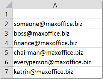 Tabular email id list