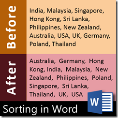 how to sort a comma seperated list in Word