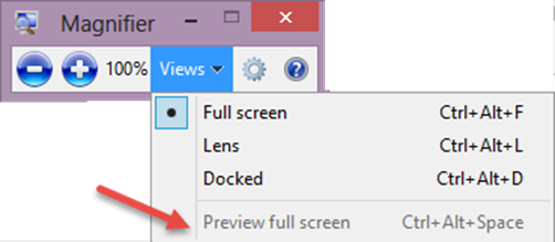 Windows Magnifier - Preview full screen