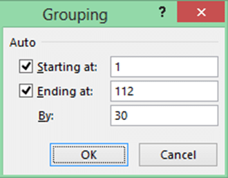 Pivot table grouping