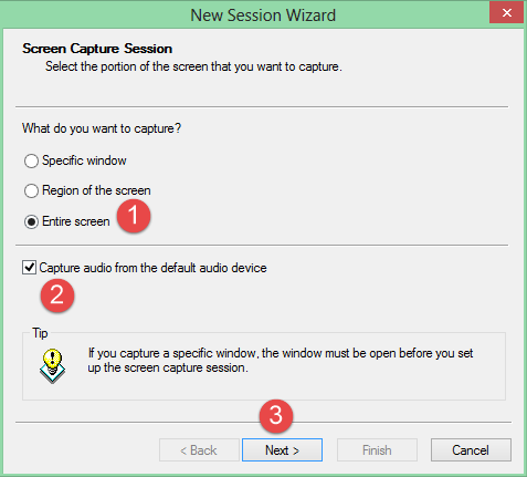 New Screen Capture Session New Screen Capture Session
