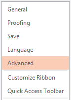File - Options - Advanced