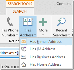 Outlook Search Tool has email address Outlook Search Tool has email address