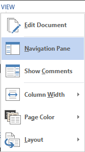 Word View Navigation Pane Word View Navigation Pane