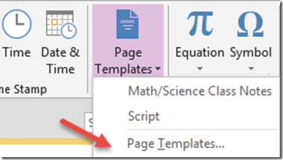 Save standard OneNote checklists as page templates 