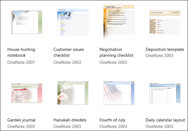 OneNote templates