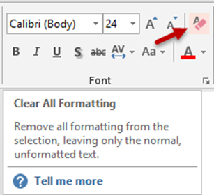 Clear all formatting Clear all formatting