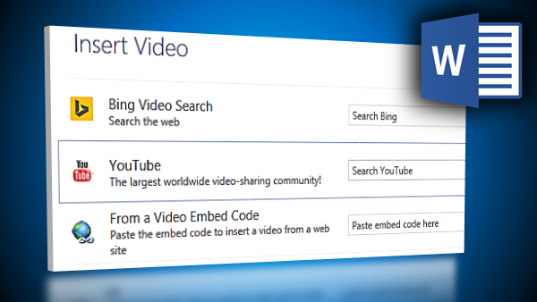 insert online video in Word