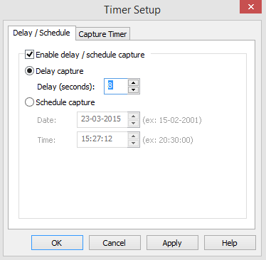 SnagIT timer setup