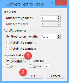 image covert text to table