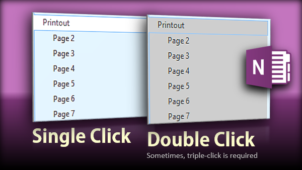 Double click to select all sub-pages in OneNote