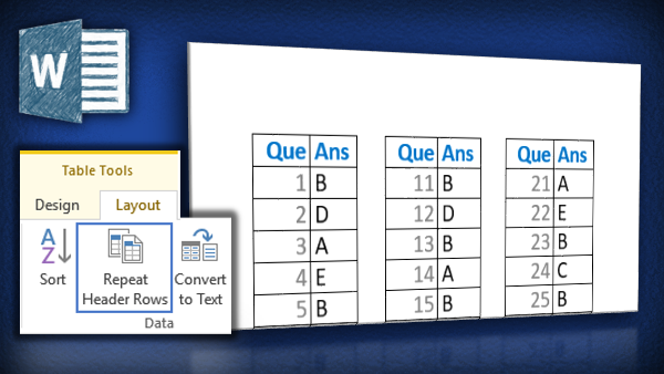 repeat header rows across columns