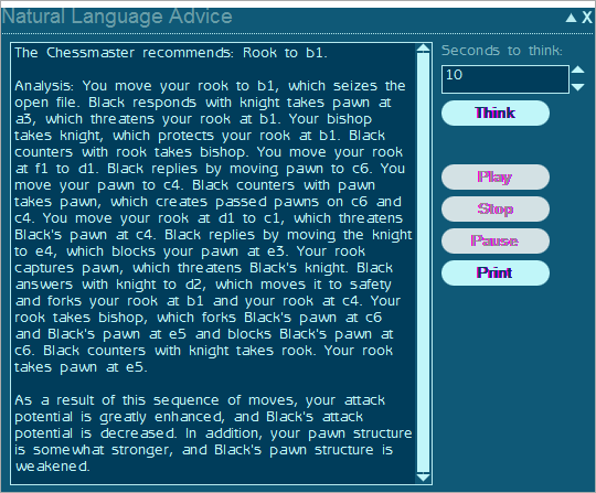 Advice given by Chessmaster about my next move