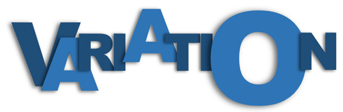 Variation example. Text showing characters of varying size and color. Variation example. Text showing characters of varying size and color.