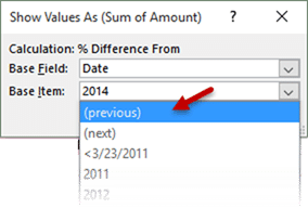 Percent Difference from Previous item