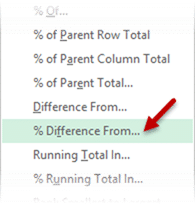 Show values as menu options