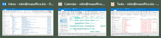 Open Outlook Inbox Calendar and Tasks Windows Open Outlook Inbox Calendar and Tasks Windows