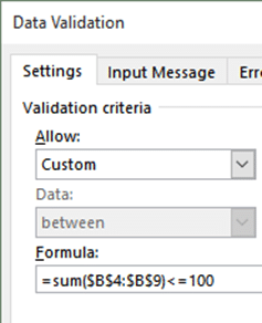 image Data Validation using Formula