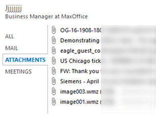 How to see all attachments sent by someone in Outlook People Pane