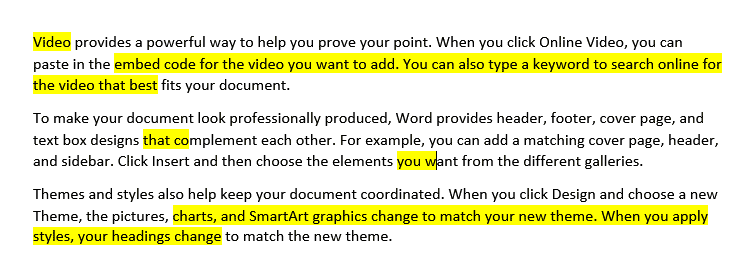 Remove all Highlights - base text Remove all Highlights - base text