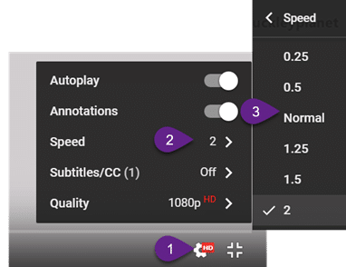  YouTube Video Speed - Menu