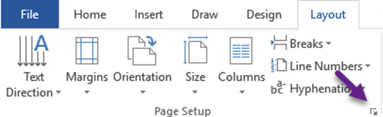 SNAGHTML4937494 Page Setup launch button