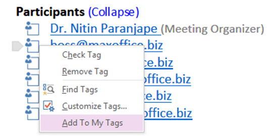 image OneNote In Attendance tag - Add to my tags