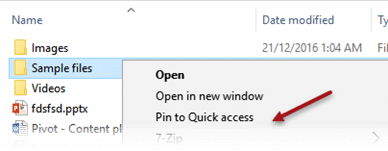 Pin to Quick Access