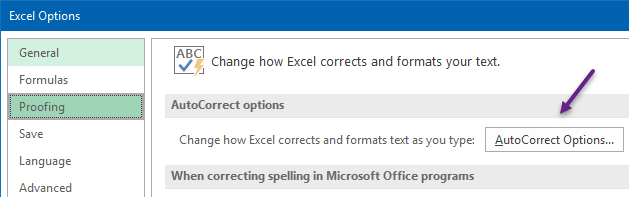 Table AutoFill Formulas - AutoCorrect options