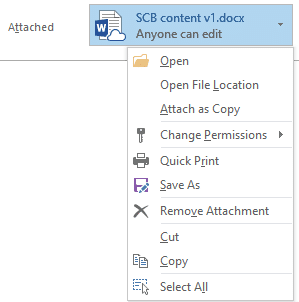SNAGHTML52757b5 Outlook Attachments - Options