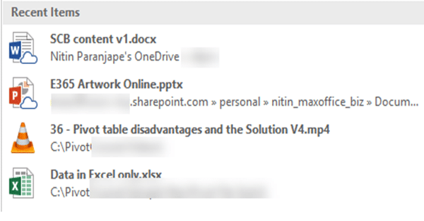 image Outlook Attachments - Recent items
