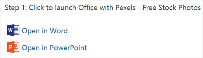 Installing Pexels for Word and PowerPoint