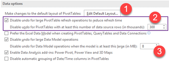 Excel Data Model usage options