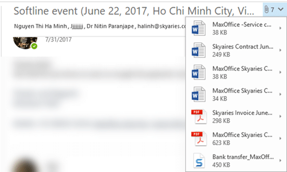 image Outlook Conversational View - Attachments