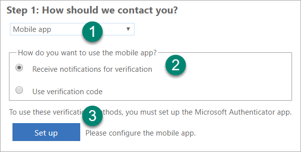 image Choosing the Mobile App autentication option