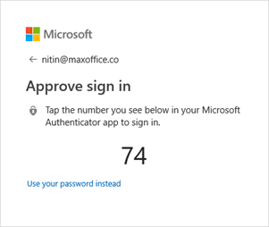 image Password-less login screen showing a 2 digit number