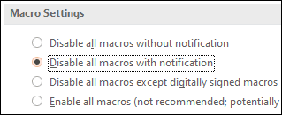 image Macro settings dialog - default - Disable macros with notification