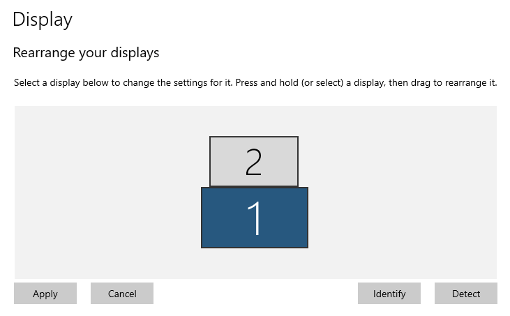 Setting relative position of displays in dual monitor teams presentations