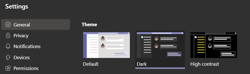 Office Dark mode in Teams