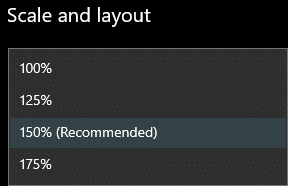 Windows 10 Display scaling
