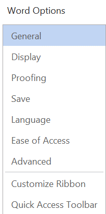 File Options General dialog.