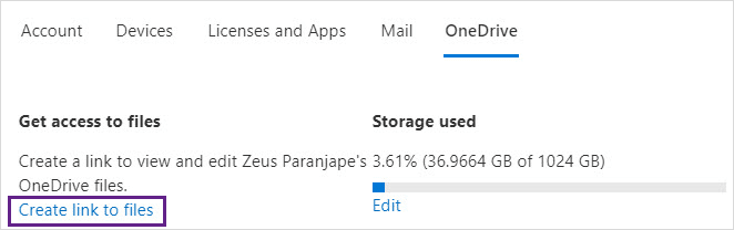 Who can see my onedrive files - How admin can create a link using Office 365 admin settings for users.